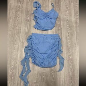 blue ruffle matching set